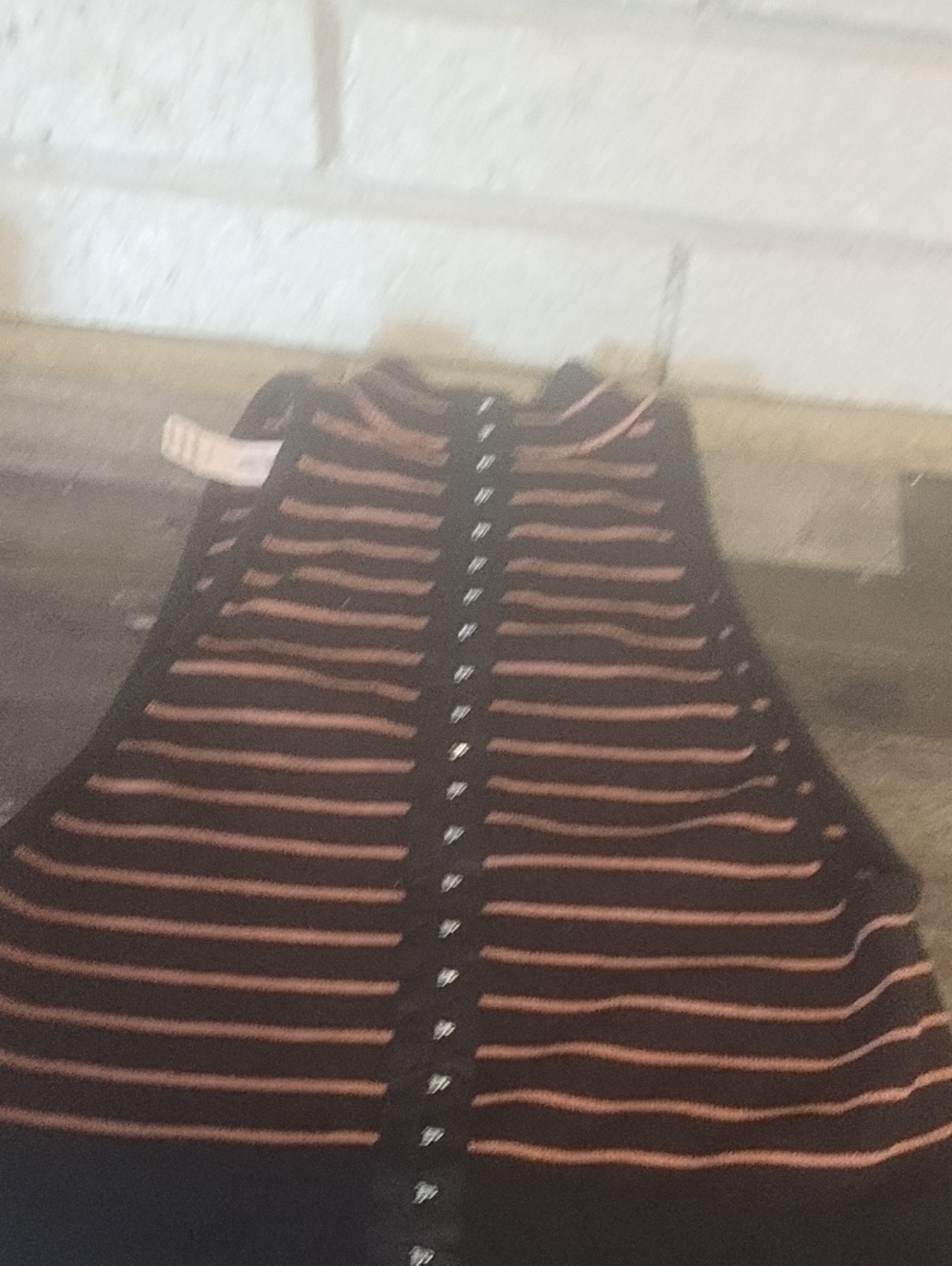 Victoria's Secret Black and Pink Striped Button-Front Midi Skirt
